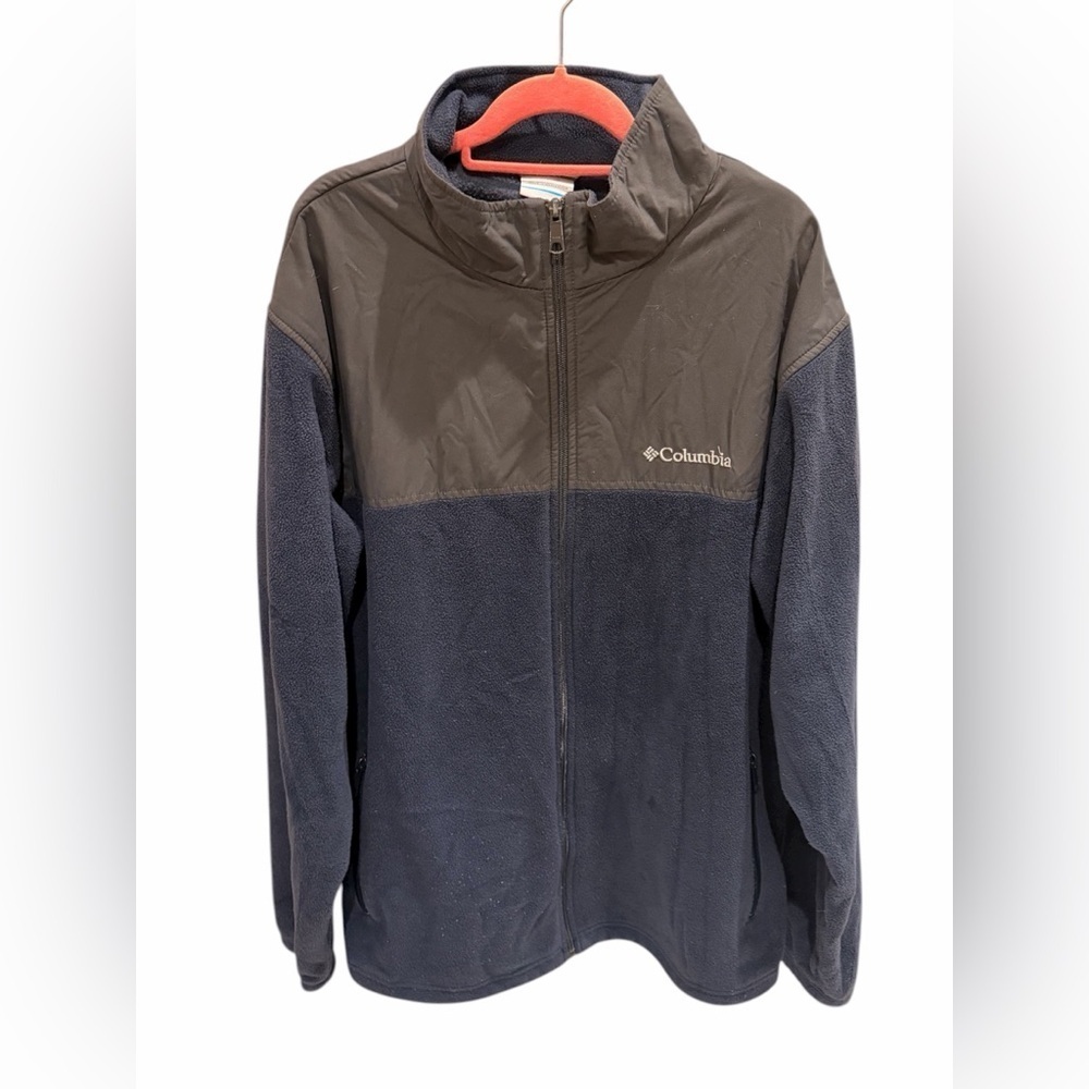 Columbia Fleece Steens Mountain Jacket Mens Blue Gray Full Zip Logo Size XXL